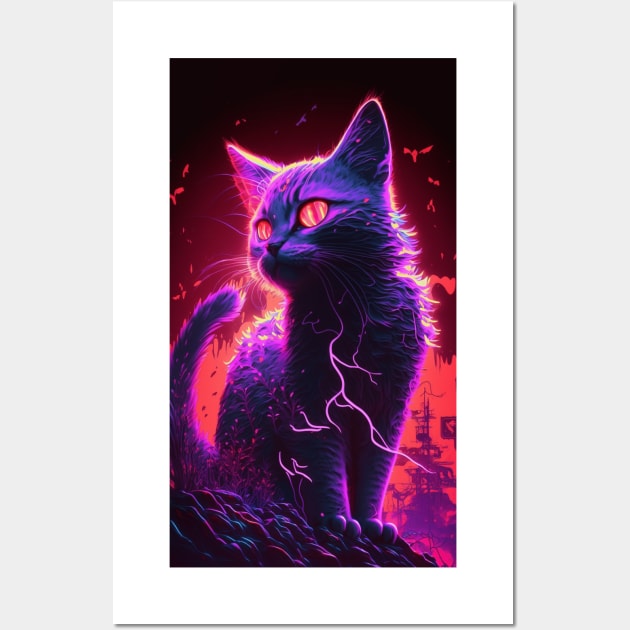 Stray Cyberpunk Cat Wall Art by Nightarcade